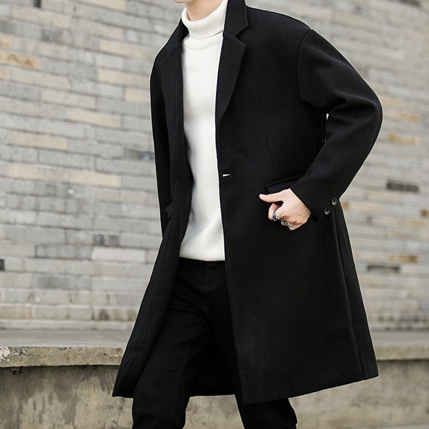 Cross-Border New Autumn and Winter Woolen Trench Coat for Men, Trendy Casual Jacket, Couple's Mid-Length Coat, British Style Woolen Coat Cross-Border New Autumn and Winter Woolen Trench Coat for Men, Trendy Casual Jacket, Couple's Mid-Length Coat, British Style Woolen Coat