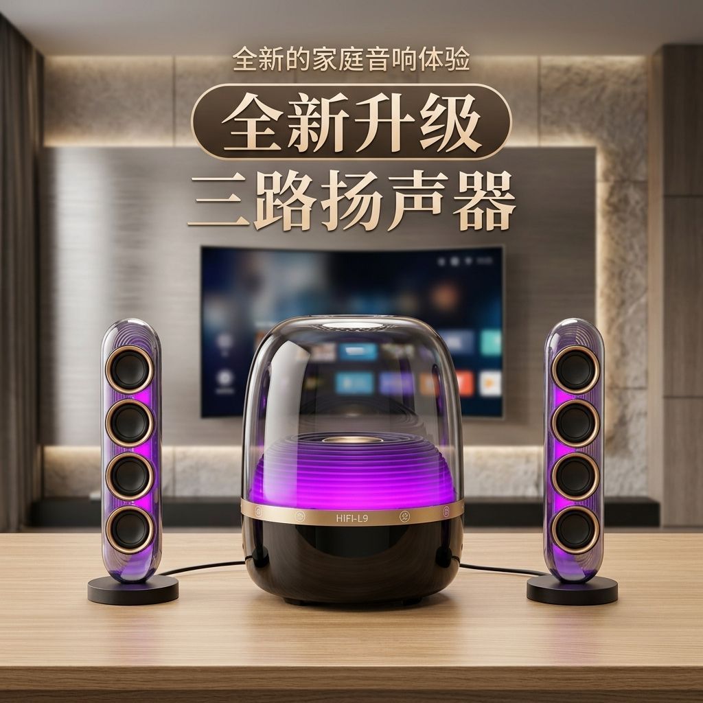 无线蓝牙音响哈曼琉璃立柱音响华强北同款透明重低音炮高音质RGB