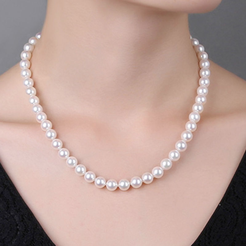 真珍珠项链锁骨项链毛衣链仿真珍珠女送妈婆旗袍饰品送耳钉速卖通|ms