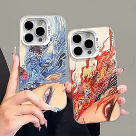 卡通哪吒敖丙适用苹果16手机壳iPhone15彩银14防摔13情侣12大孔11