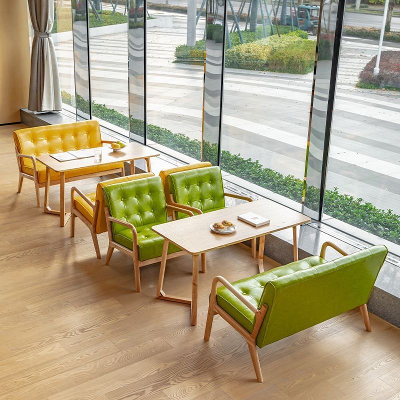 uh美式复古咖啡厅桌椅组合实木双人酒吧奶茶店沙发卡座店铺洽谈商