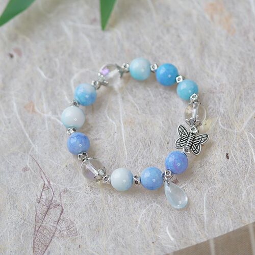 National style creative glass plate toy toy bracelet for women wholesale literary and artistic new Chinese style butterfly crystal bracelet that does not fade and is trendy