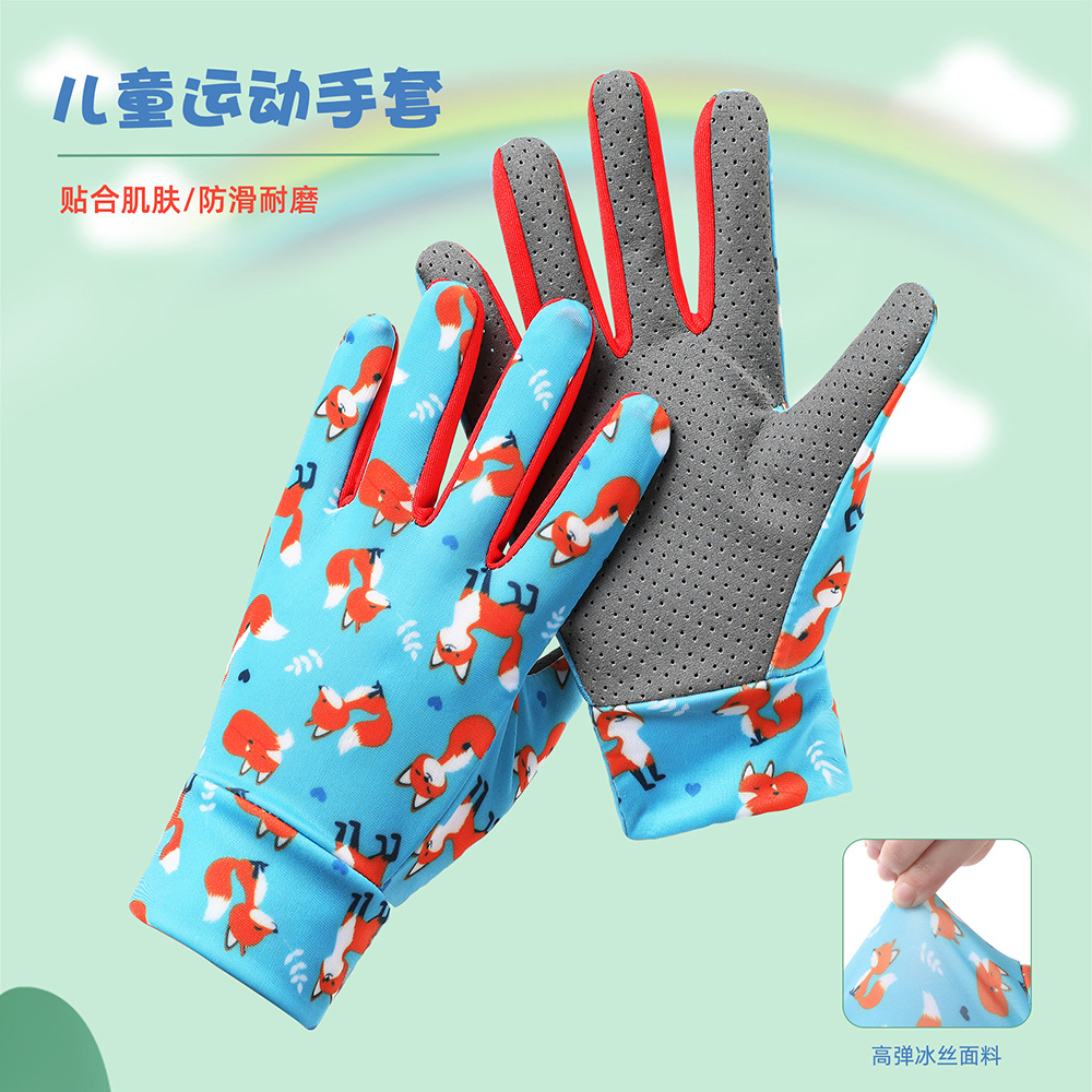 Guantes de equitación para niños dedo largo Delgado verano protección solar niños dibujos animados patinaje sobre ruedas coche deportivo niños y niñas guantes
