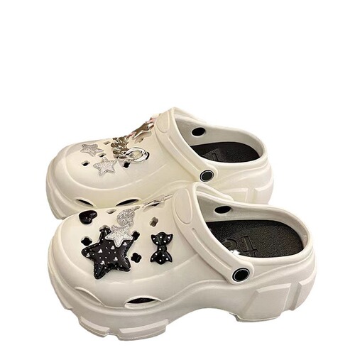 Women's New Summer Trend Hole Shoes, Fashionable Loafers with Outdoor Wear, Height Increasing, Anti-Slip, Durable Beach Hole Shoes