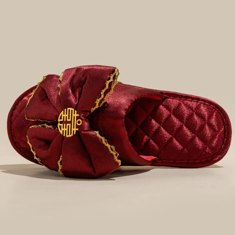 Свадебные туфли атласные свадебные красные Тапочки Праздничная пара свадьба слово утренний халат хлопок домашний Завод прямой один