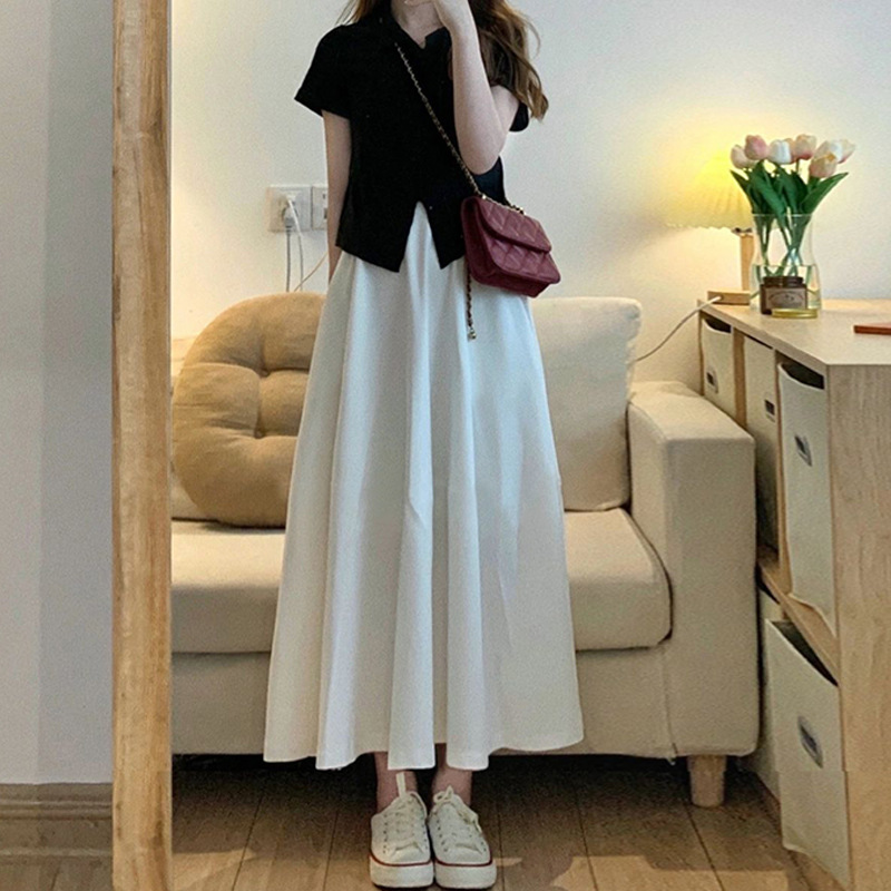 白色裙裤女夏季薄款小个子百褶a字半身裙2024高腰直筒垂感阔腿裤|undefined