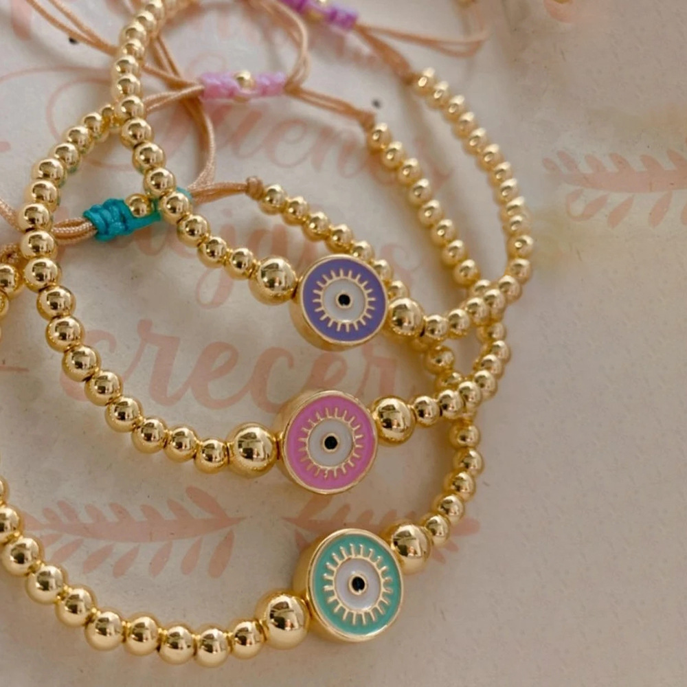 1 Piece Quantity Vintage Style Devil's Eye Copper Knitting Bracelets