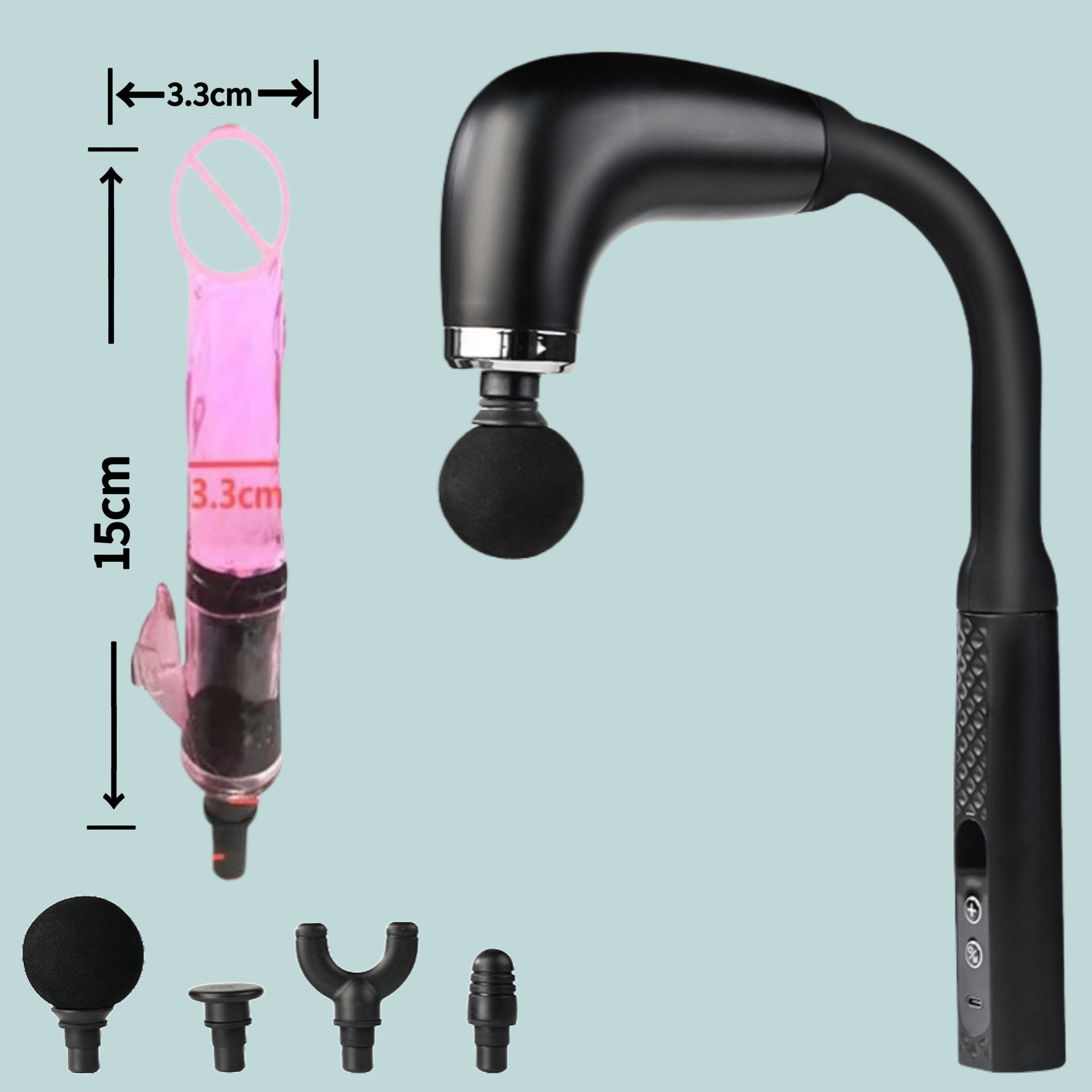 Transfronterizo codo pistola de fascia muscular multifuncional masaje cervical espinal pistola de masaje eléctrico lumbar cabeza de silicona modificada image 16