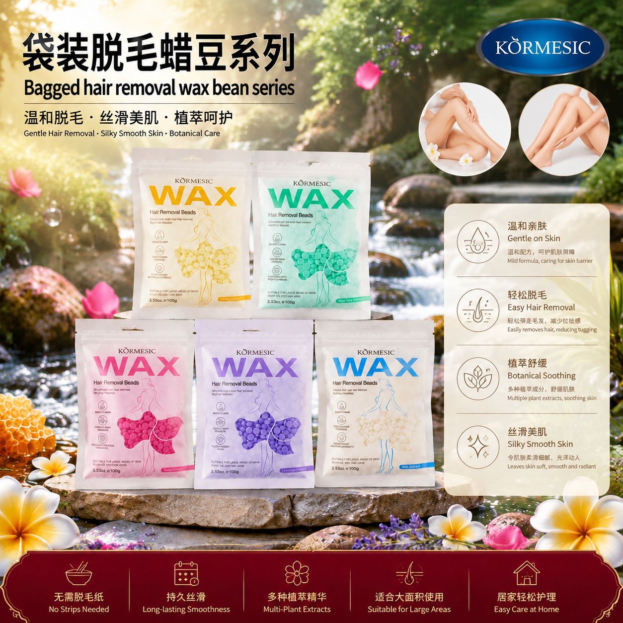 Cross-border foreign trade KORMESIC solid hair removal wax beans 5…