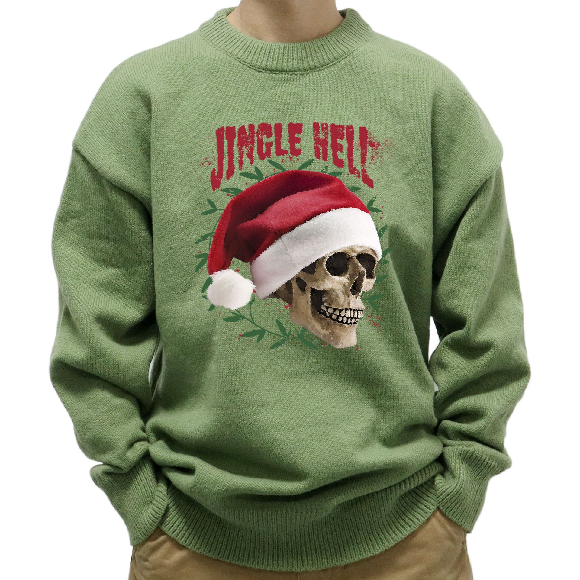 New Men's European Autumn Winter Loose Knitted Sweaters Y2K Style Printed Pullover Sweaters for Men Tops_voghion.com