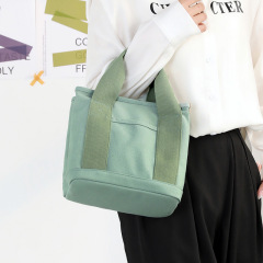Small bag with zipper, Japanese mille-layer bag, niche lady shoulder bag, portable thickened canvas mobile phone bucket tote bag