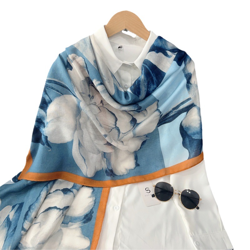 Otoño e Invierno nueva bufanda caliente de las mujeres elegante algodón y lino impresión mantón coreano moda decorativa toalla playa