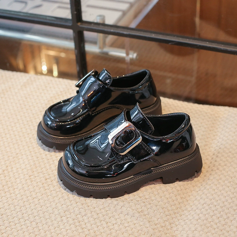 Autumn shoes for black leather, small princess costume English style for elementary school students, British style, western style