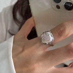 Moonlight Forest! Stunning! 925 Sterling Silver Ring for Women, Ins Trendy, Pearl Cool Style, Adjustable Finger Ring