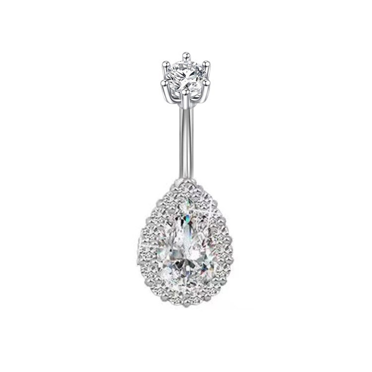 Piercing nombril goutte zircon serti de strass pour femme_voghion.com