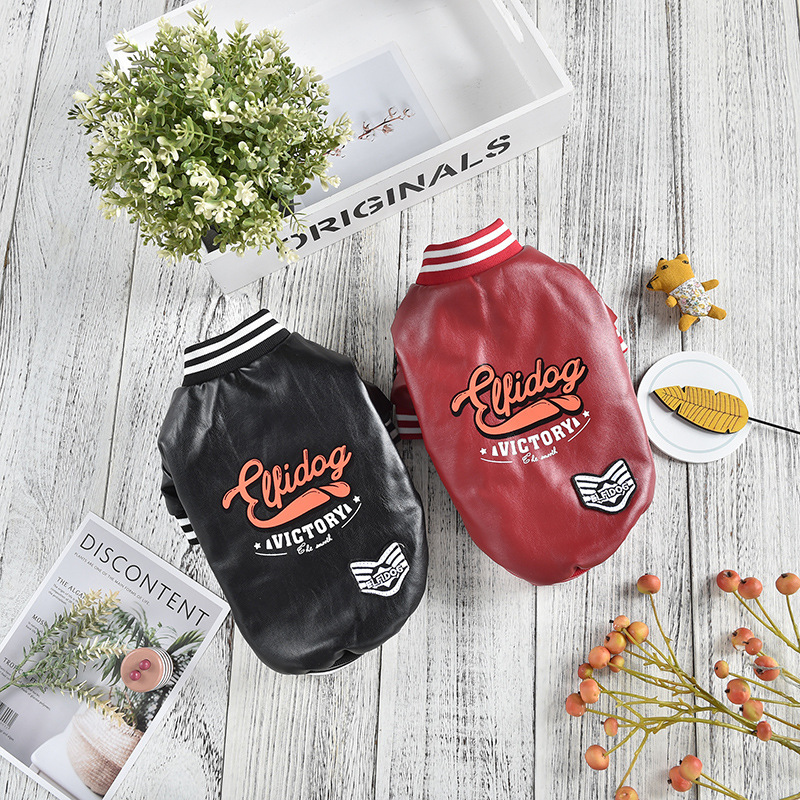 Dog Clothes Teddy Bixiong fleece-lined Flying Leather Jacket Dog Clothes Autumn and Winter Clothing Wholesale