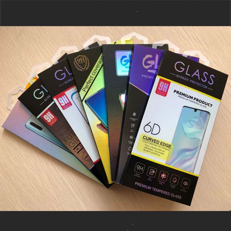 Закаленная пленка Упаковочная коробка Мобильный телефон Закаленная пленка 6D9D 10D Samsung Закаленная пленка Бумажная крышка Пластиковая изогнутая коробка для упаковки масок