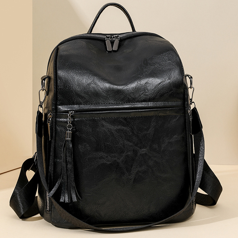 Transfronterizo 2025 primavera nueva mochila de cuero suave para mujer moda Europa y América retro multifunción de viaje mochila de doble uso