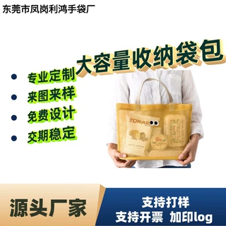 厂家定制新款时尚女透气沙网手提包沙滩泳旅行大容量手提收纳包