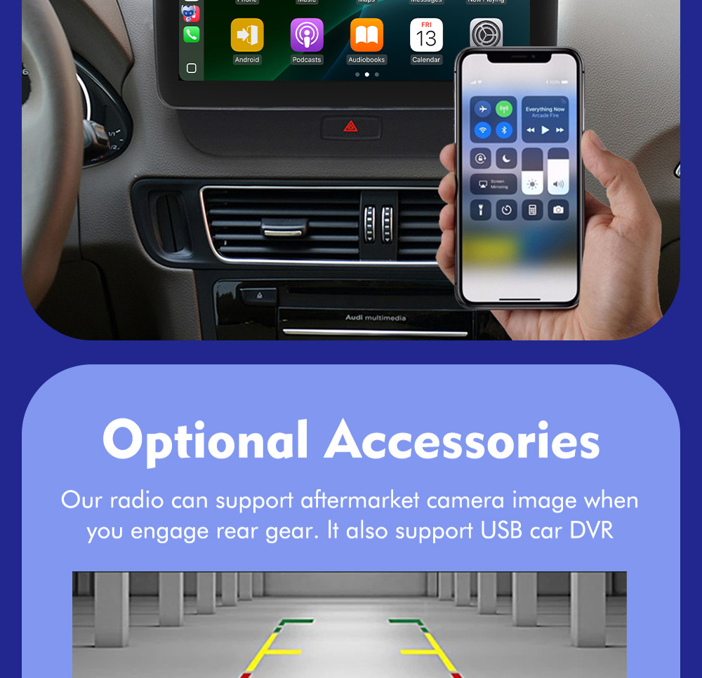 Suitable for Audi Series Linux System Car Navigation All-In-One Machine Supports Carplay Central Control Large Screen Navigator