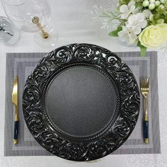 European and American Decorative Plate Ins Style Black Dinner Napkin Creative Shell Dinner Napkin Mat Luxury Round Western Dinner Home Plate