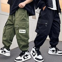 男童加绒加厚裤子秋冬2024新款儿童工装裤中大童休闲宽松束脚长裤