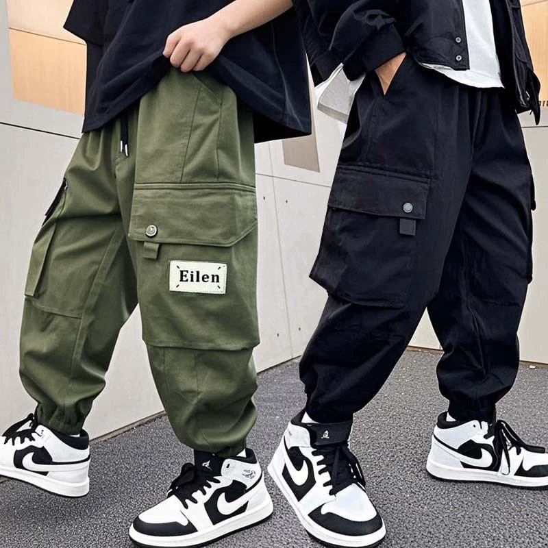 Бархатные толстые брюки для мальчиков осень-зима 2024 новые детские комбинезоны повседневные свободные брюки для детей