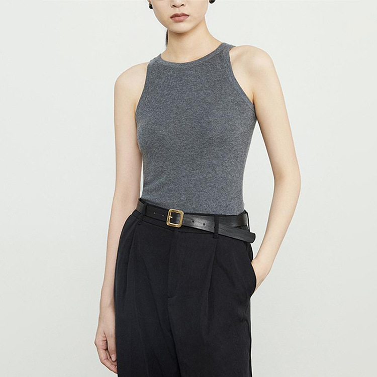 代理 亲肤天丝气质2025夏季新款挂脖吊带背心无袖套头针织女平替