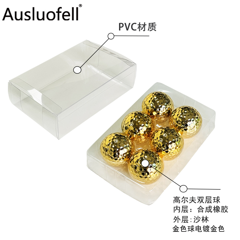 Punto transfronterizo golf galvanoplastia doble bola de regalo golf bola de oro bola de regalo en caja
