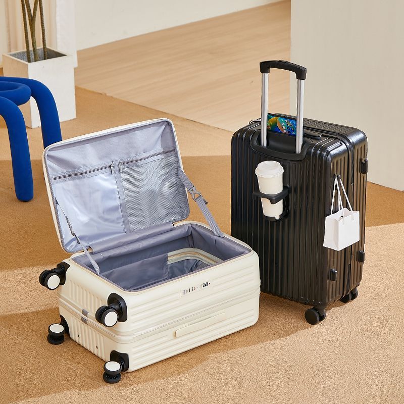 New Side-Opening Suitcase for Women, Multifunctional Student Trolley Case, Deep Compartment Travel Case, Password Lock Suitcase
