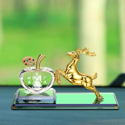 Safe journey deer net: Car ornaments - golden-light-deer-on-both-sides-apple-rich-financial-resources