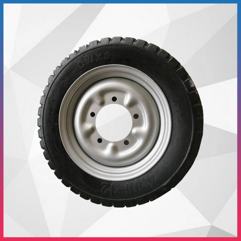 厂家供应橡胶实心轮胎 工业用实心花纹脚轮批发 实心胎400-12五孔