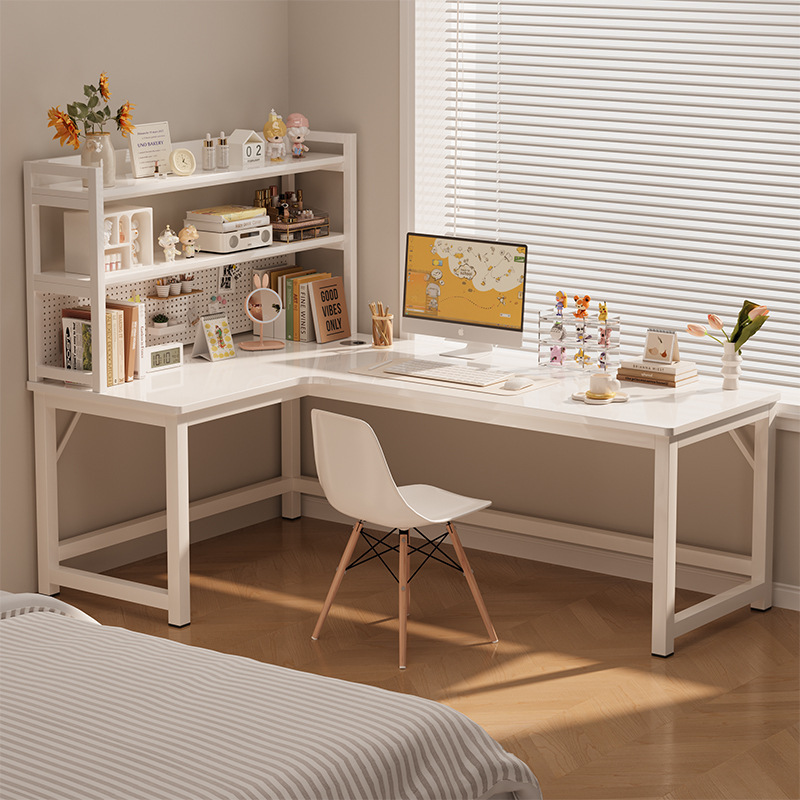 Corner White E-sports Desk Computer Desk Desktop Home Desk Bookshelf Bedroom Corner Table Office Desk Game Table Corner White E-sports Desk Computer Desk Desktop Home Desk Bookshelf Bedroom Corner Table Office Desk Game Table
