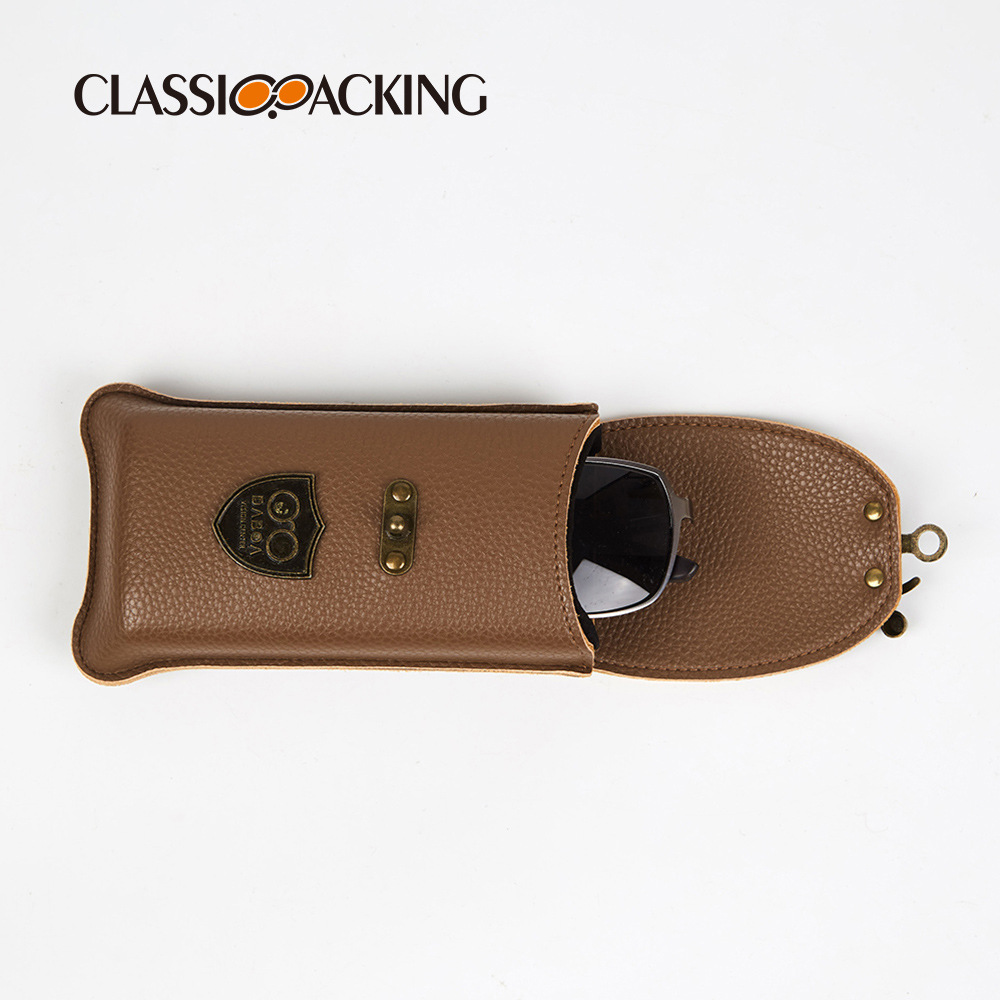 Caja de gafas de diseño original de fábrica patrón de Litchi PU material marco gafas de sol caja de almacenamiento logotipo imprimible