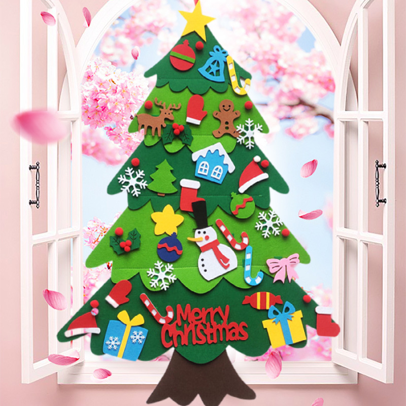 2022 Amazon nuevo fieltro árbol de navidad DIY empalme colgante de navidad decoración interior árbol de navidad