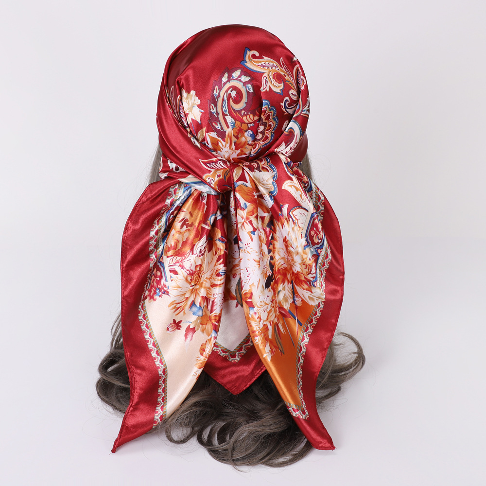 Women's Lady Monogram Satin Printing Silk Scarf display picture 1