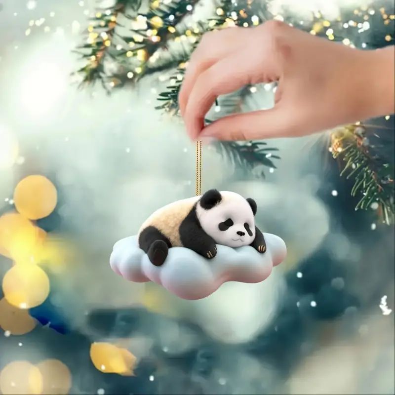 2D acrílico adorable panda pequeño colgante de automóvil plano transfronterizo nuevo colgante de espejo retrovisor colgante para el hogar