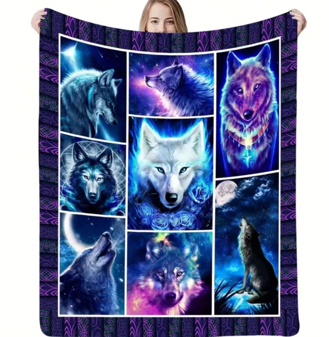 Snuggle up with a Wolf Print Flannel Blanket - perfect for kids and…