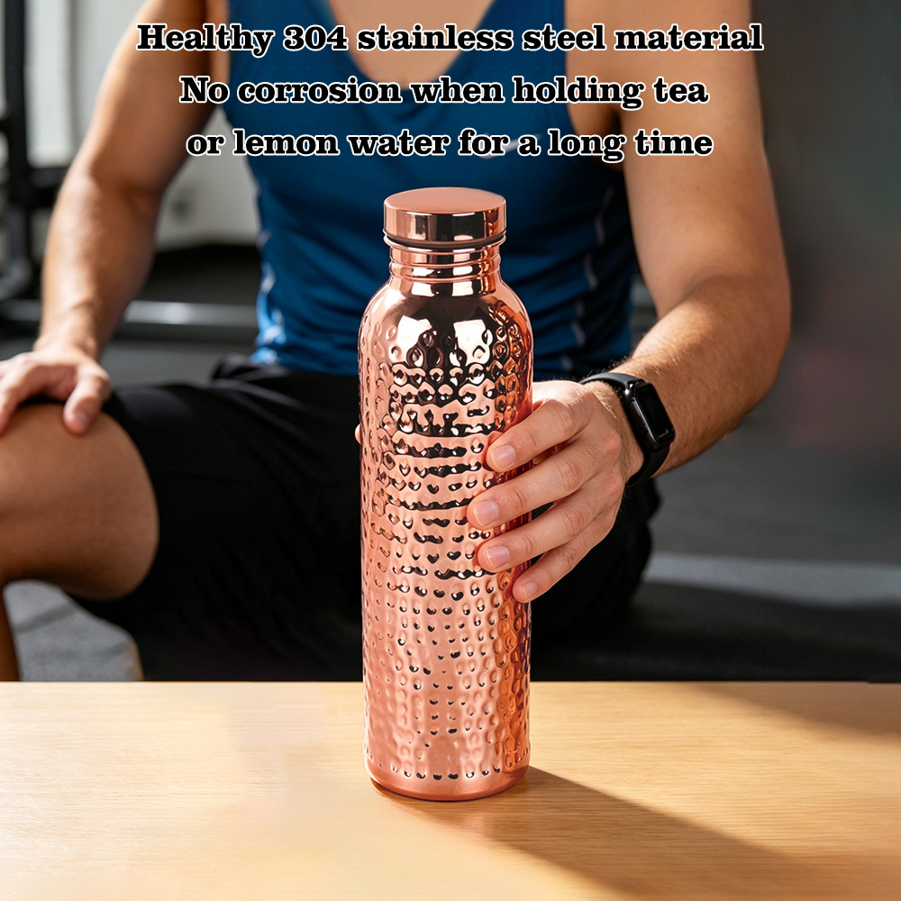 Ayurvedic viaje hervidor de agua fría de grado alimenticio taza de agua deportiva portátil al aire libre taza de cobre se puede personalizar