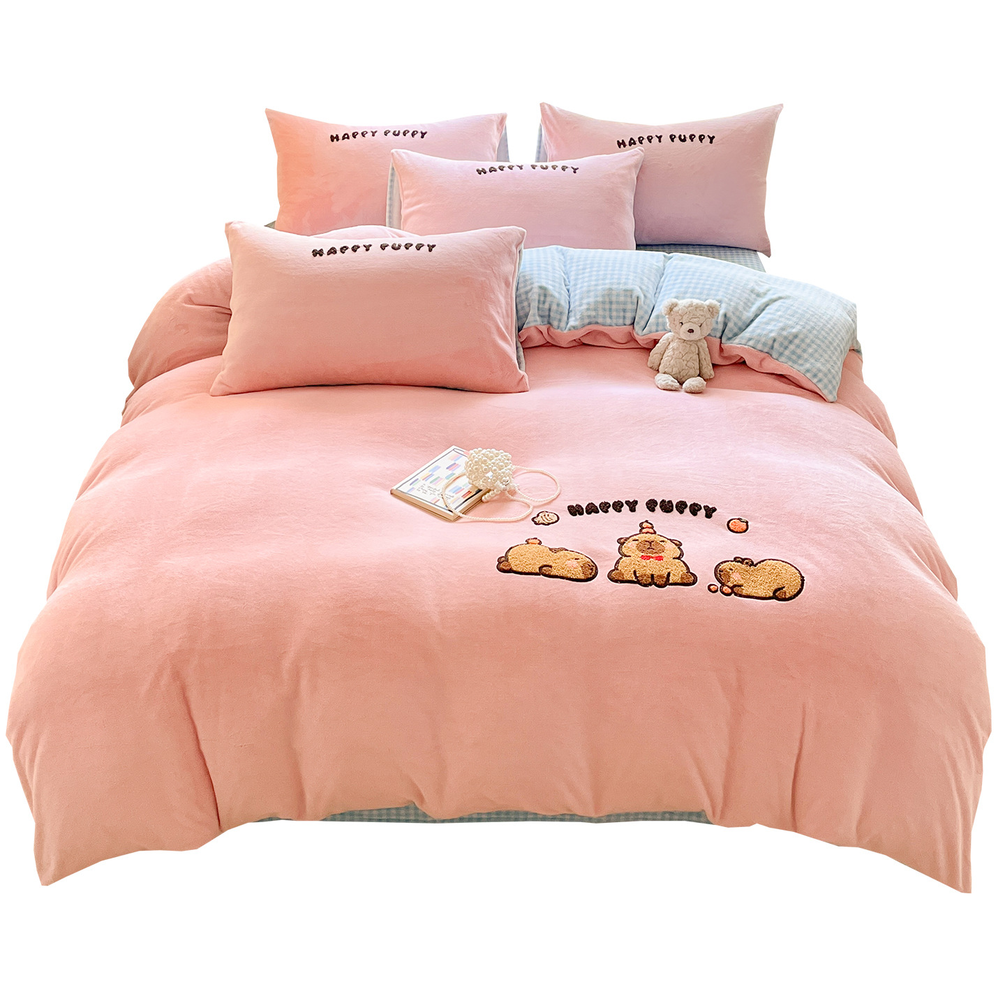 Leche de lana de invierno de lana de coral engrosado sábanas de cama de lana de cuatro piezas 2025 nuevo conjunto de cama de franela de tres piezas