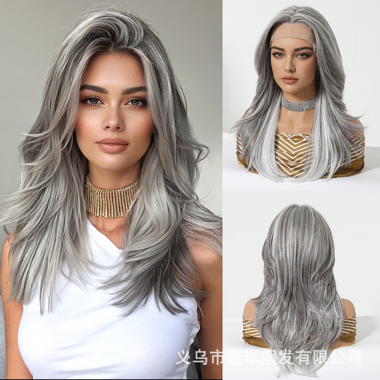 Peluca de encaje de gran área de estilo europeo y americano, morena negra, cubierta completa, costura libre para mujer, cuero cabelludo, lugar de fábrica realista