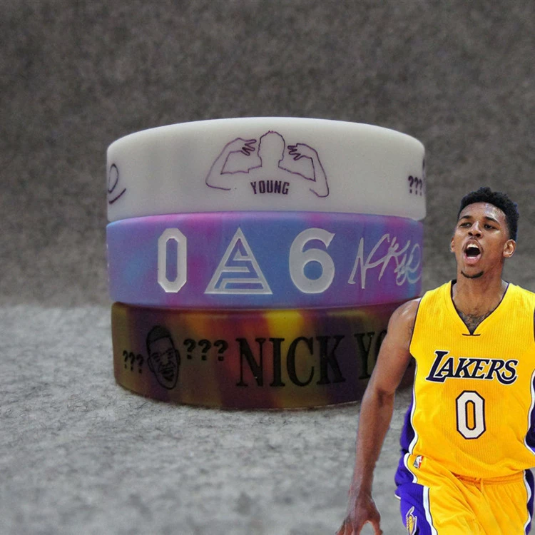 Звезда баскетбола Lakers Warriors №0 6 аватар Ник Ян широкой браслет с люминесцентной литовой силиконовый спортивный браслет мужской