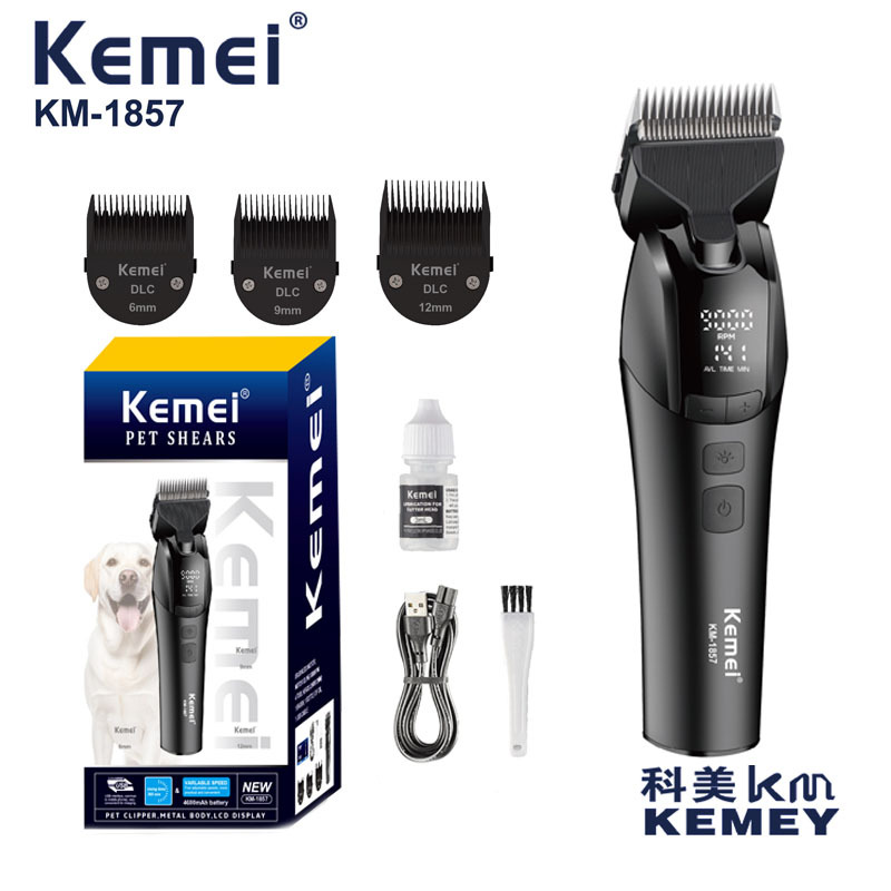Cortadora de pelo para mascotas Kemei, recortadora eléctrica KM-1857 con pantalla digital inteligente, cortadora de pelo para perros y gatos, herramienta profesional de aseo