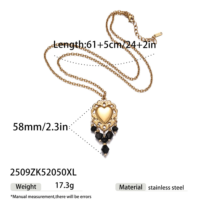 TENA estilo retrógrado largo colgante de cuentas negras bordas amor pendientes de estilo palacio personalidad exagerada pendientes para mujeres