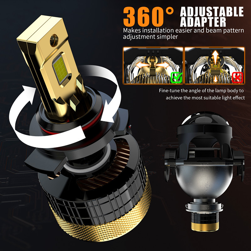 240W de alta potencia LED delantero de automóvil doble tubo de cobre edición dorada decodificación 9012 / soporte de tarjeta giratoria instalación conveniente H1