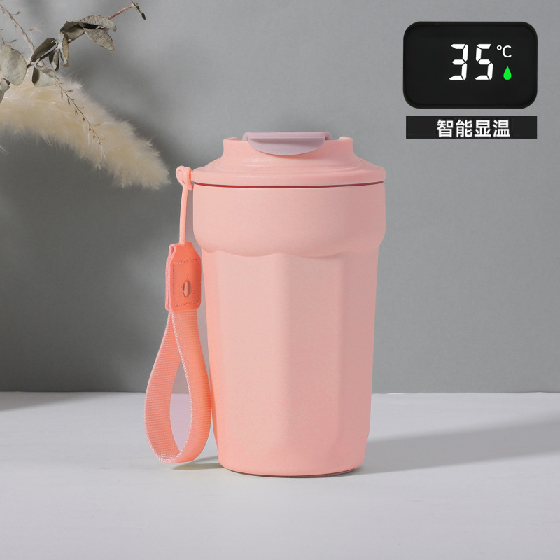 316 ステンレス鋼コーラ八角形コーヒーカップロープポータブル魔法瓶カップギフトカップスマート八角形カップデジタルディスプレイカップ|undefined