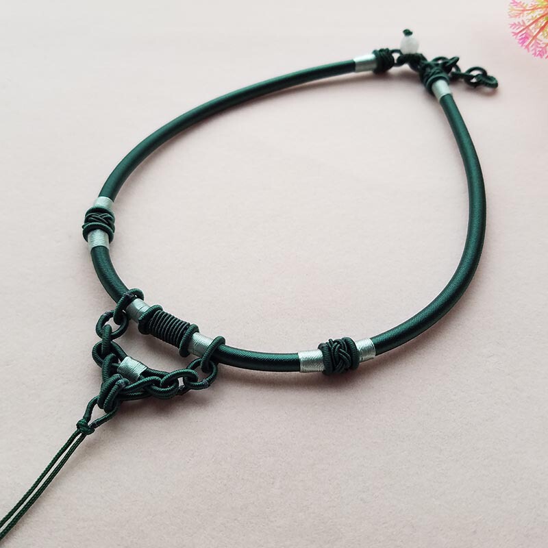翡翠ロープ手編みロープ黒ロープ首輪翡翠ペンダントストラップネックレスロープ結び翡翠ペンダントストラップペンダントストラップ男性と女性用|undefined