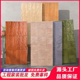 400x 800 Monaco all-ceramic bright concave-convex plaid brick kitchen and bathroom wall brick French color ceramic tile balcony