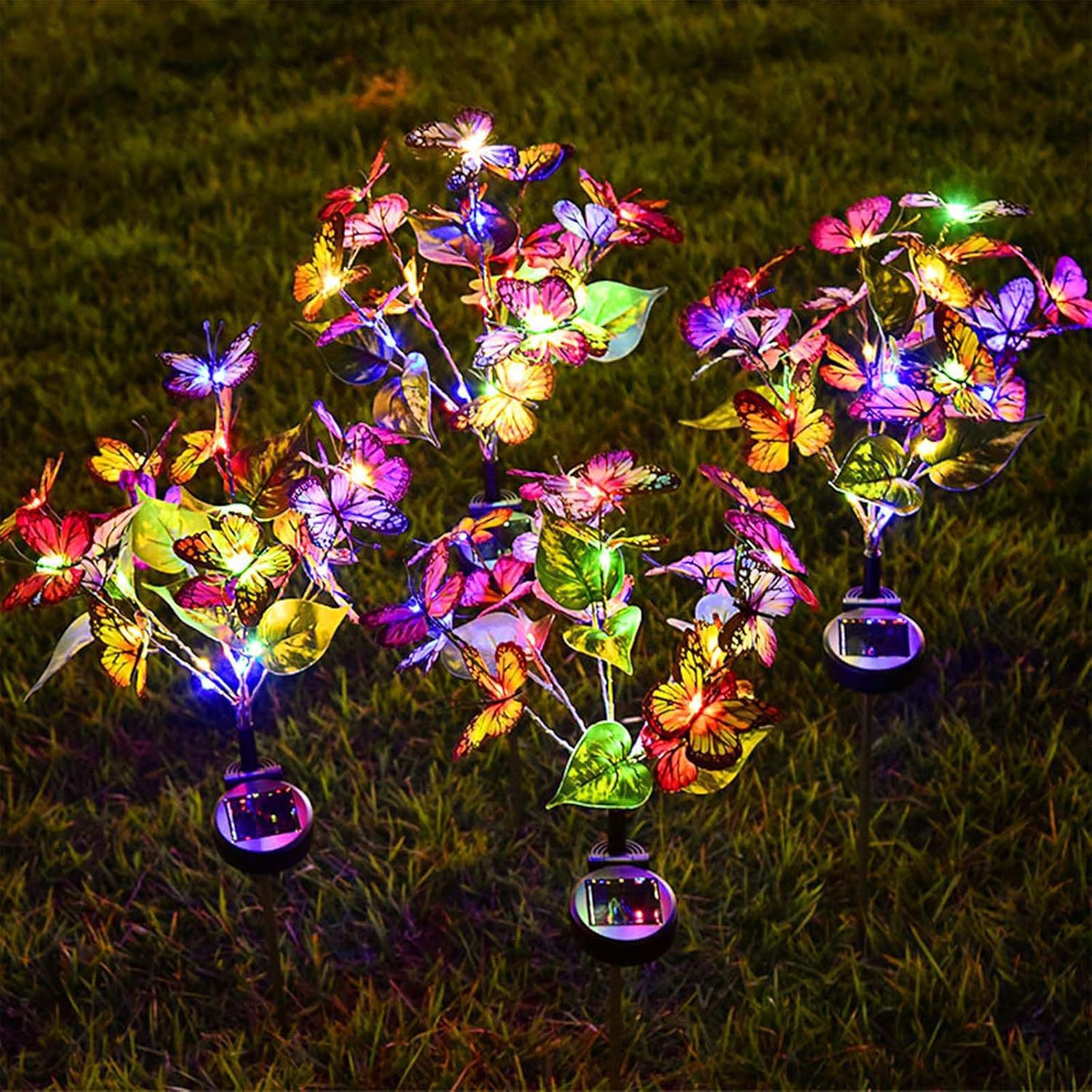 新款太阳能LED蝴蝶花户外庭院地插灯草坪灯
