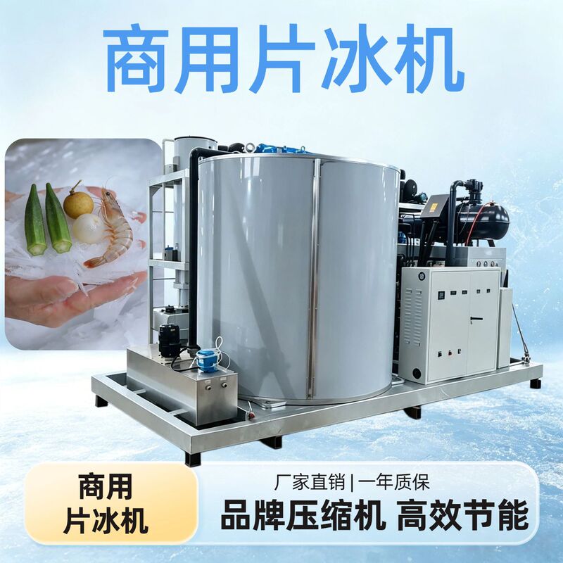 20-ton large-scale flake ice machine, water-cooled commercial ice maker, commercial ice equipment for seafood processing plant cooling 20-ton large-scale flake ice machine, water-cooled commercial ice maker, commercial ice equipment for seafood processing plant cooling